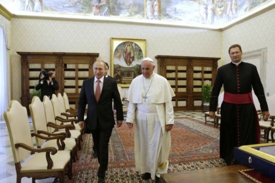 His Holiness Pope Francis and Russian President Vladimir Putin